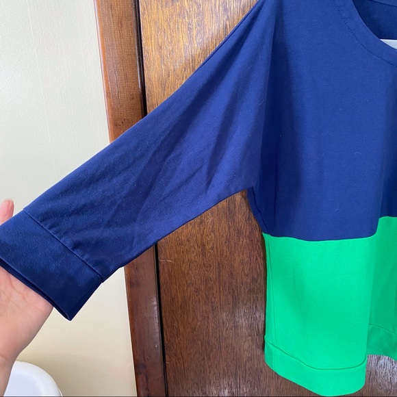 COLDWATER CREEK 3/4 Sleeve Colorblock Blue & Green Top Size M - Picture 6 of 6